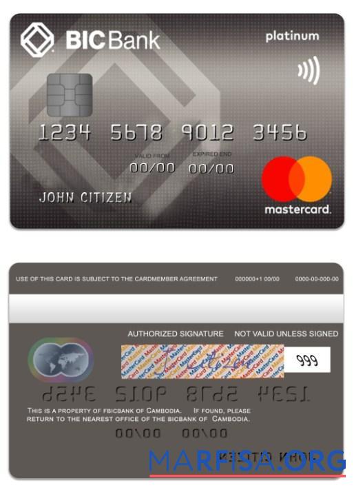 Printable Cambodia BICBank credit platinum mastercard example